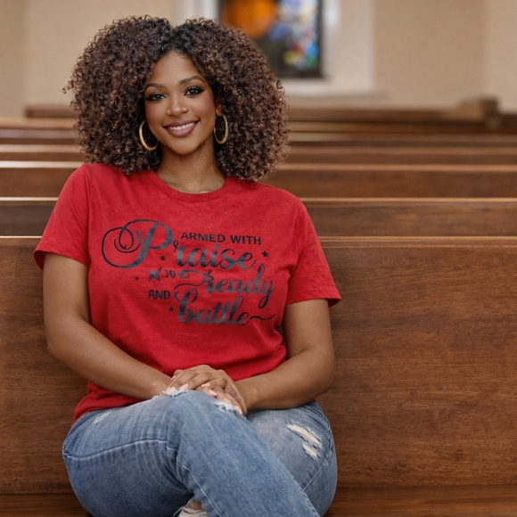NWT-Women Faith Christian Red Tee - Picture 2 of 3